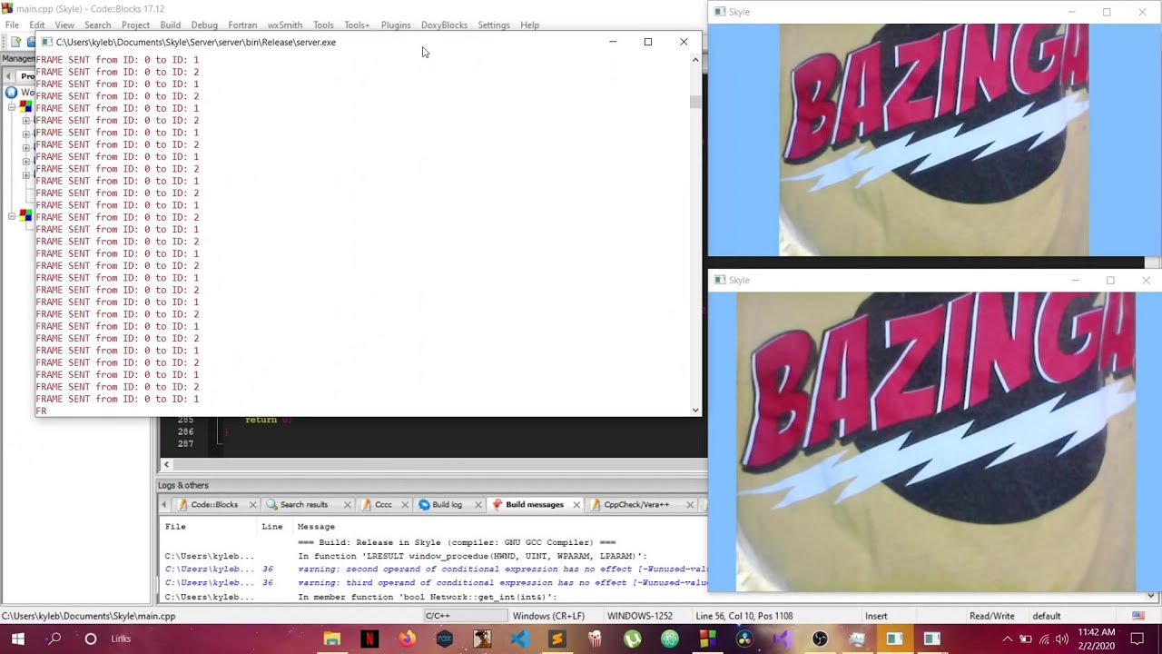 C++ OpenGL Skype Clone Tutorial 14 Send video stream over network