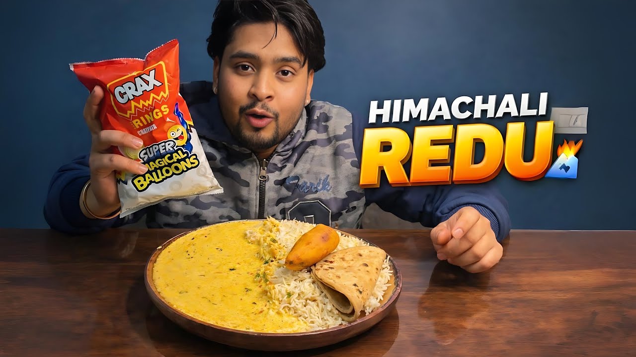 ASMR Eating Tasty Himachali Redu With Rice & Mirchi Vada Mukbang