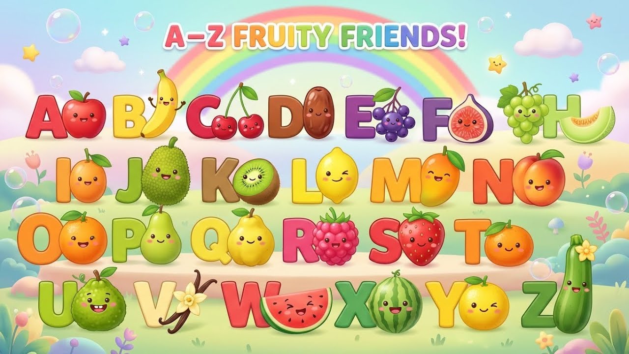 A to Z Alphabet Fruits for Kids | Learn Fruits Names with ABC | Nursery Rhymes