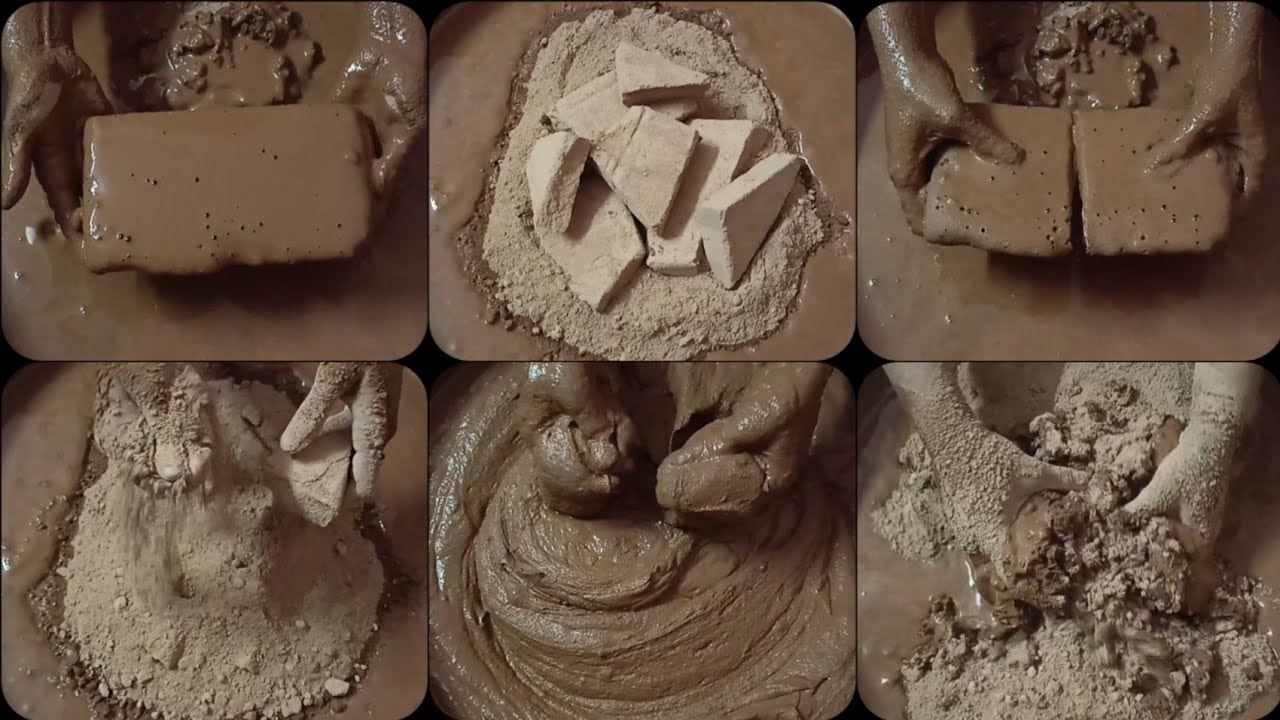 Crunchy Soft Earthy🤤Brown🤎Dirt 💦 Crumbling+Dry Crumbling on Paste & Paste Mixing/Playing ASMR