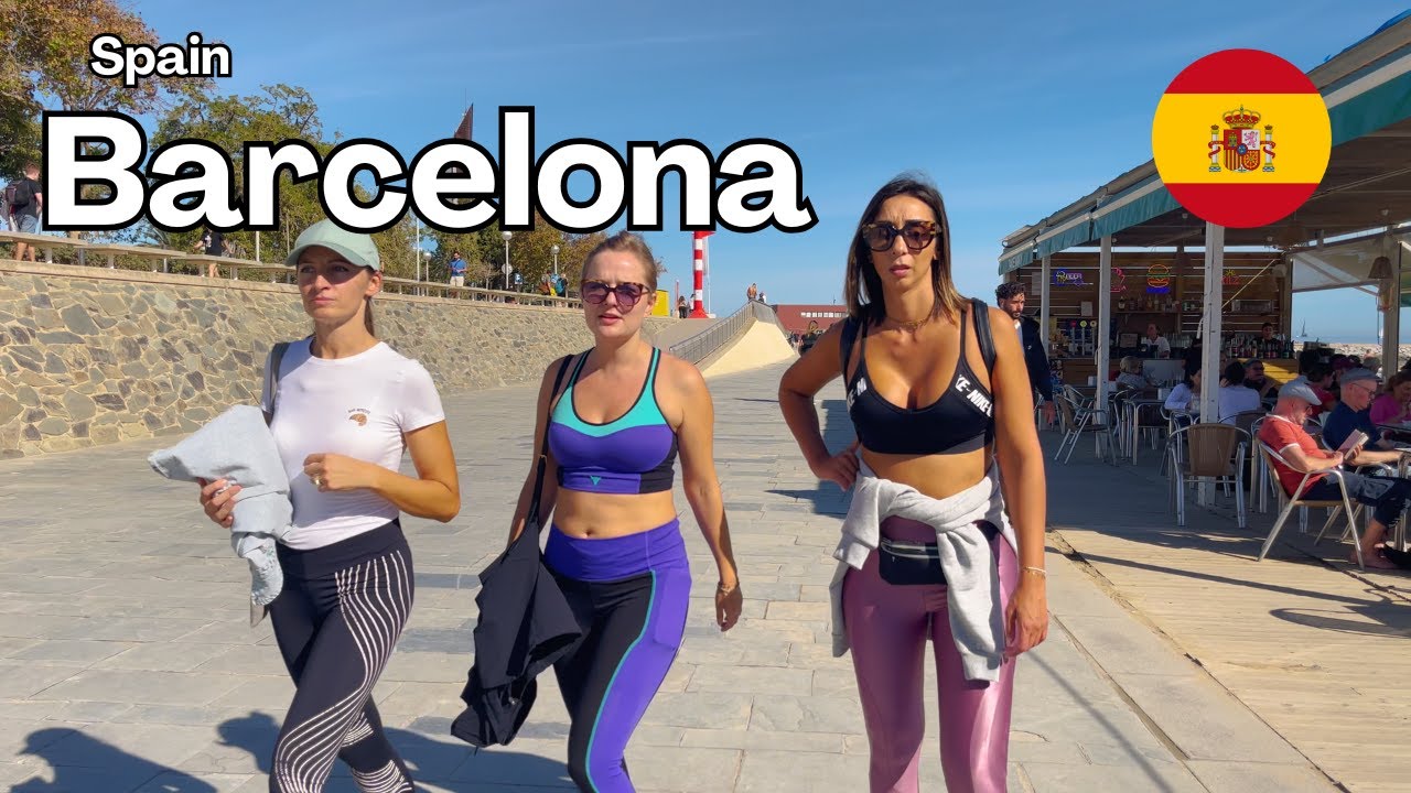 Beach BARCELONA Walking City Tour☀️SPAIN | 4K HDR
