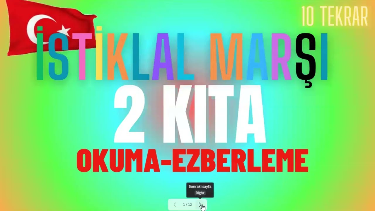 İstiklal Marşı 2 Kıta OKUMA - EZBERLEME  10 TEKRAR #istiklalmarşı