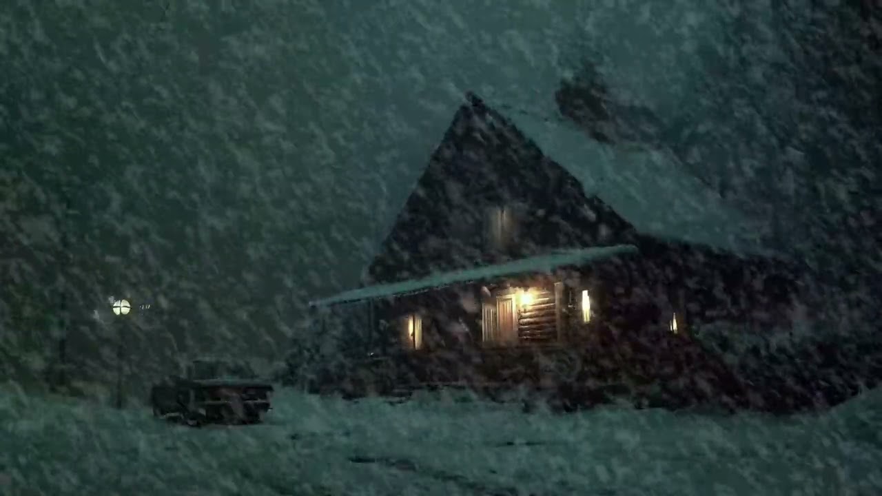 Stormy Snow Night 🌨 | Blizzard Around Small Cabin | Deep Relaxation Focus Stress Relief Calm Sleep
