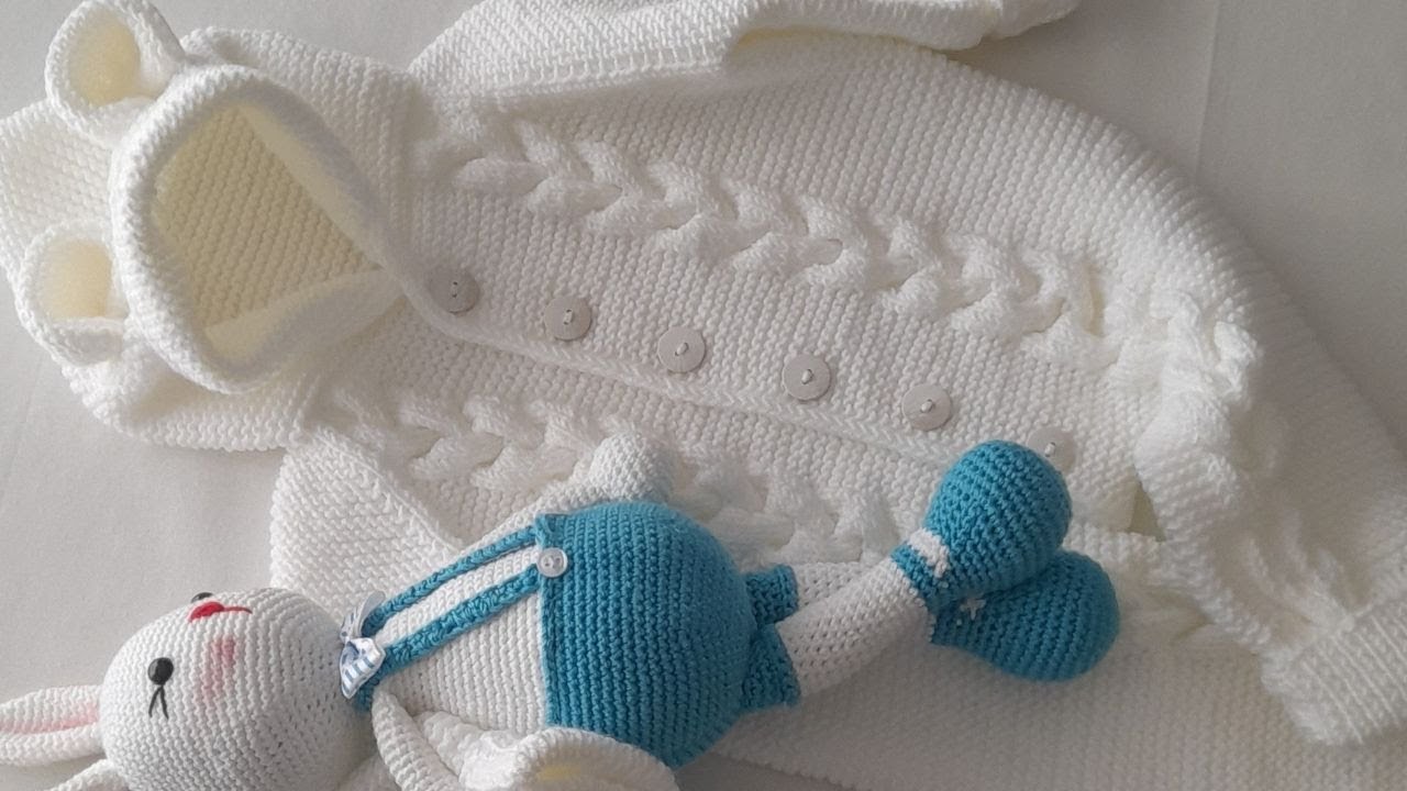 Kapşonlu Burgulu Bebek Tulumu                        #knittingpattern #örgü #bebekörgüleri #knitting