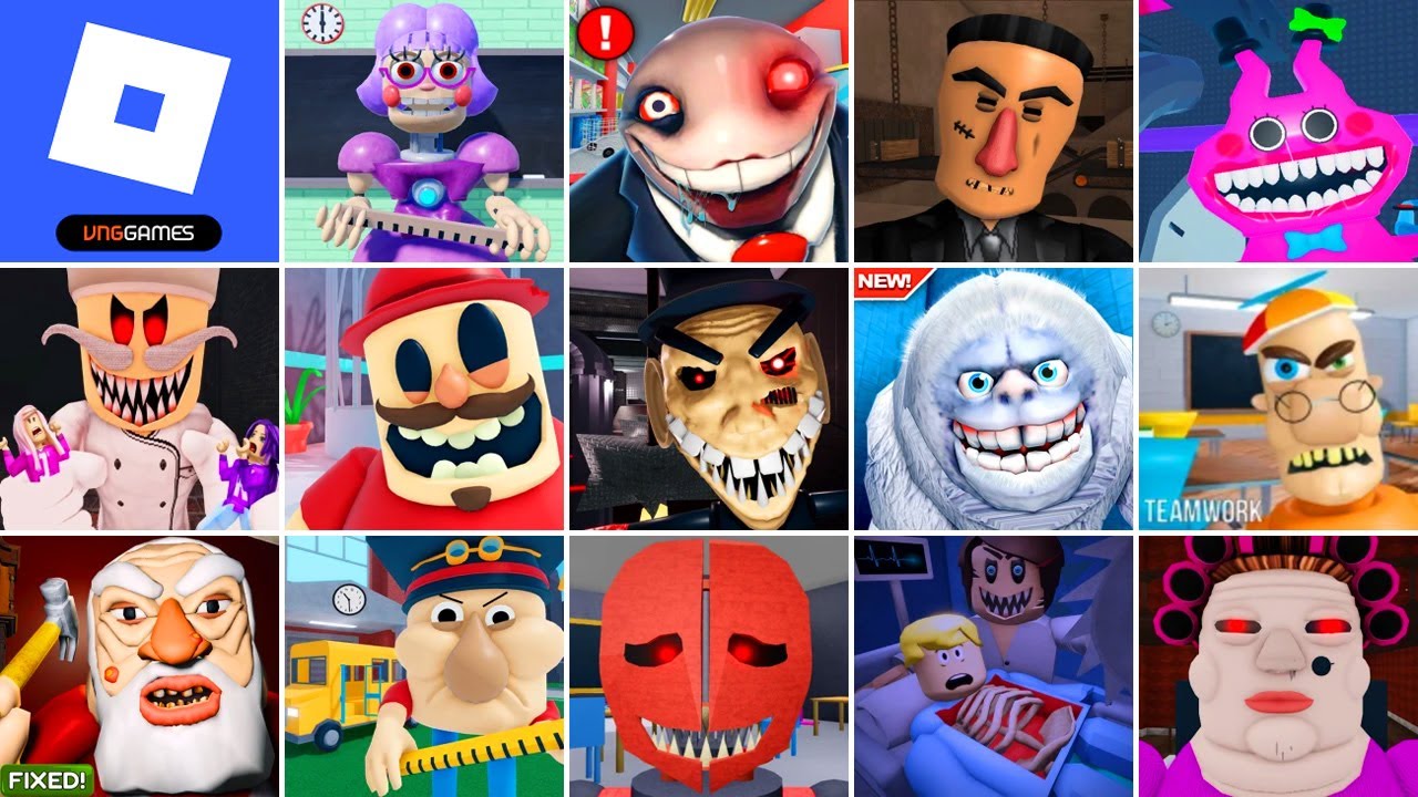 Roblox, Miss Ani-Tron's Detention, Mr Yummy's Supermarket, OLD PSYCHO'S FACTORY,Miss Happi's Toyshop