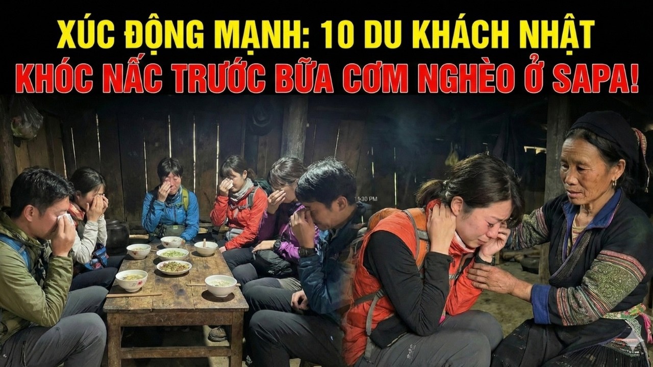 10 Du khách Nhật rơi nước mắt vì bữa cơm nghèo của một gia đình trên Sa Pa Việt Nam