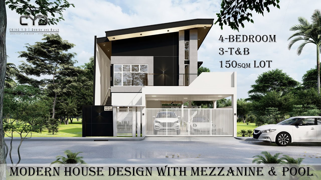 Project #33: 3 BEDROOM | TWO STOREY MODERN HOUSE DESIGN with MEZZANINE | 150SQM LOT | Design Concept