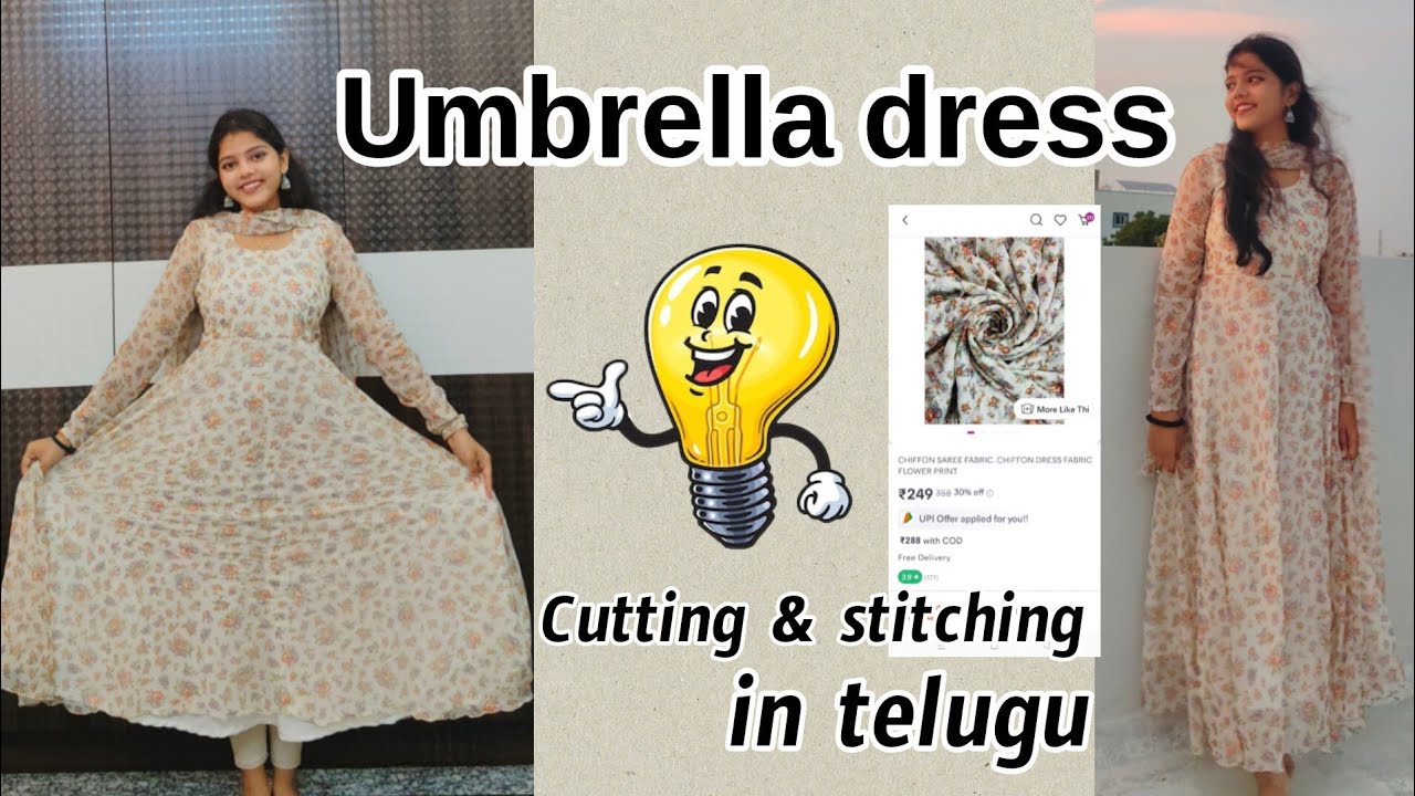 Umbrella dress cutting & stitching in Telugu😍 || esay anarkali dress cutting & stitching ||