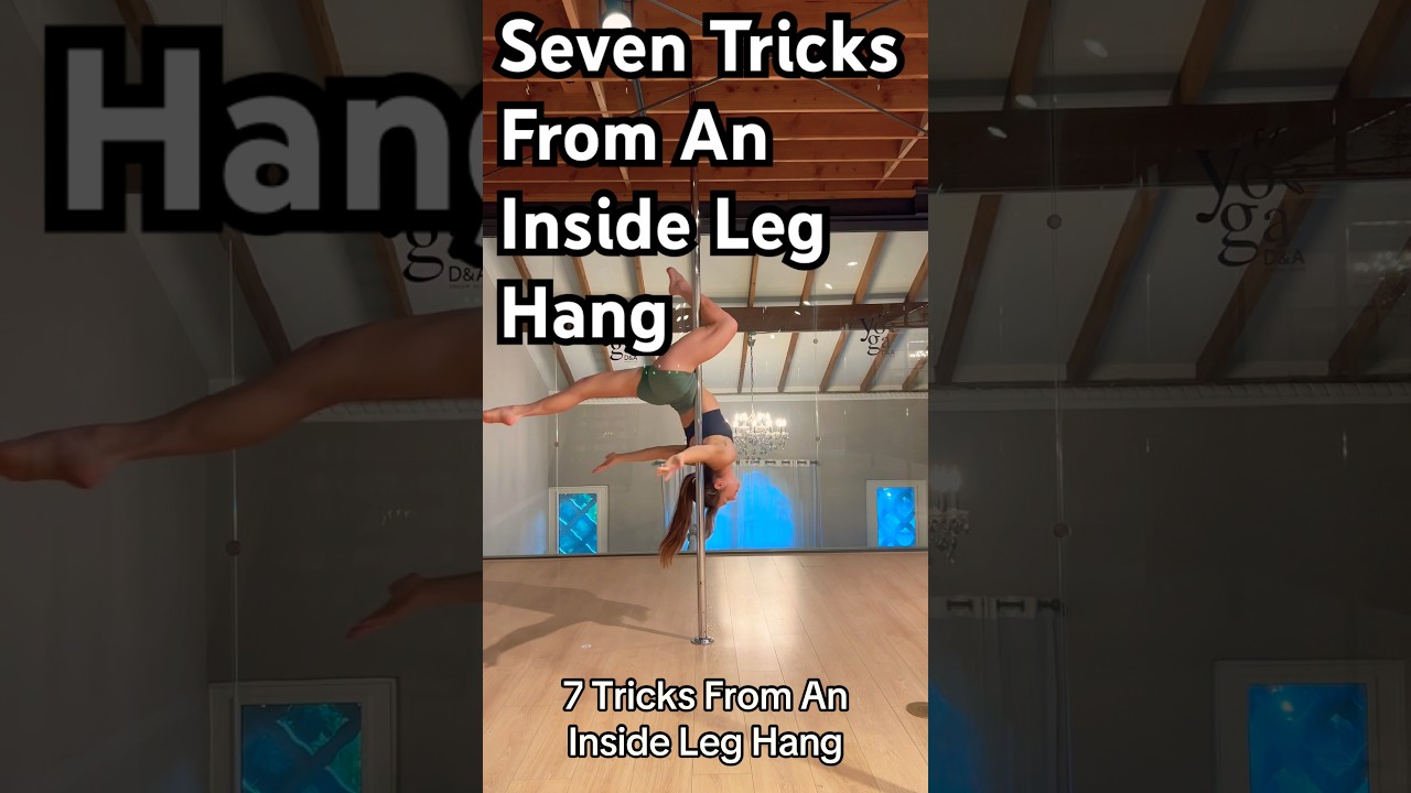 7 pole dance tricks from an inside leg hang demonstrated on spin pole #poledance #polefit #polesport