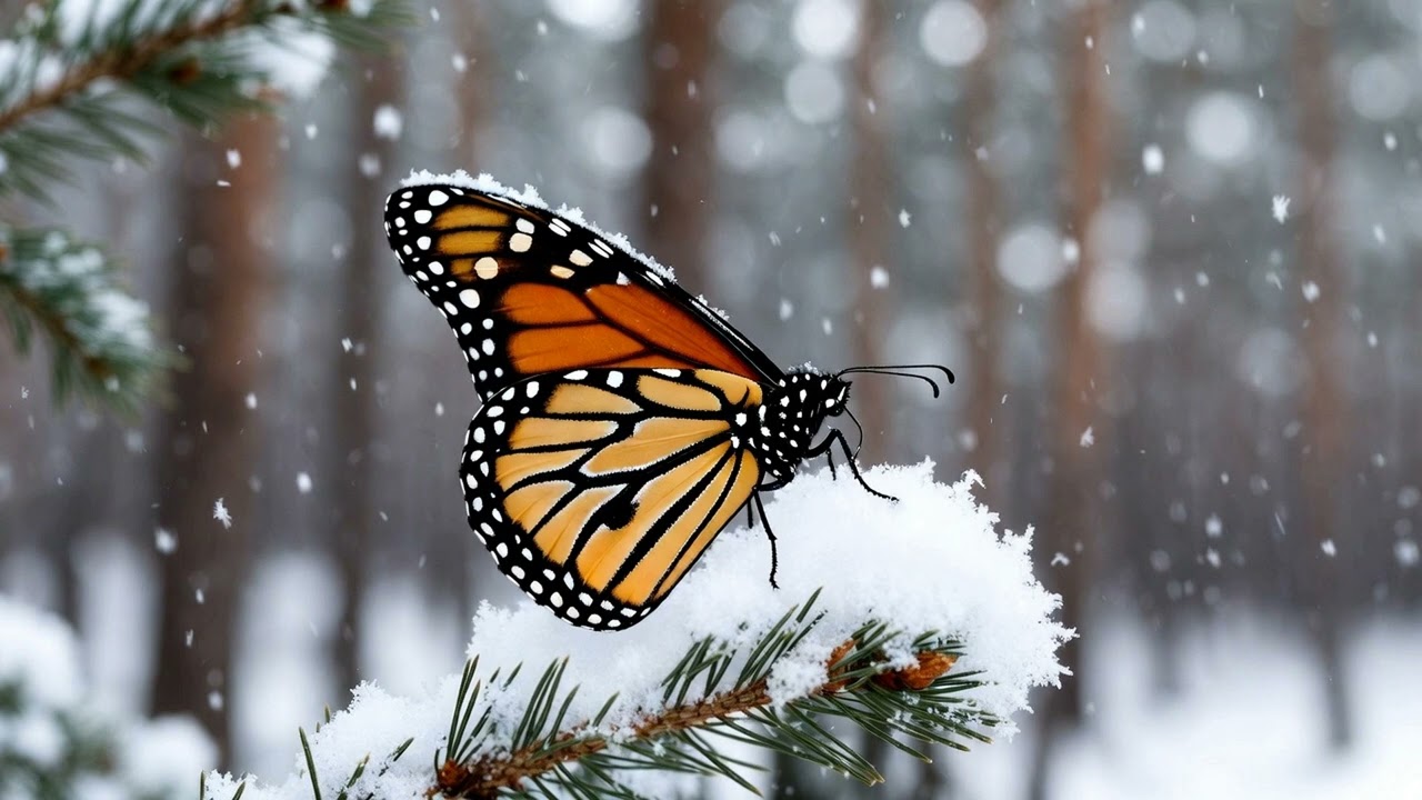 Monarch in the Snow • Winter Stillness & Delicate Ambient Sounds for Peaceful Solitude (1hour)