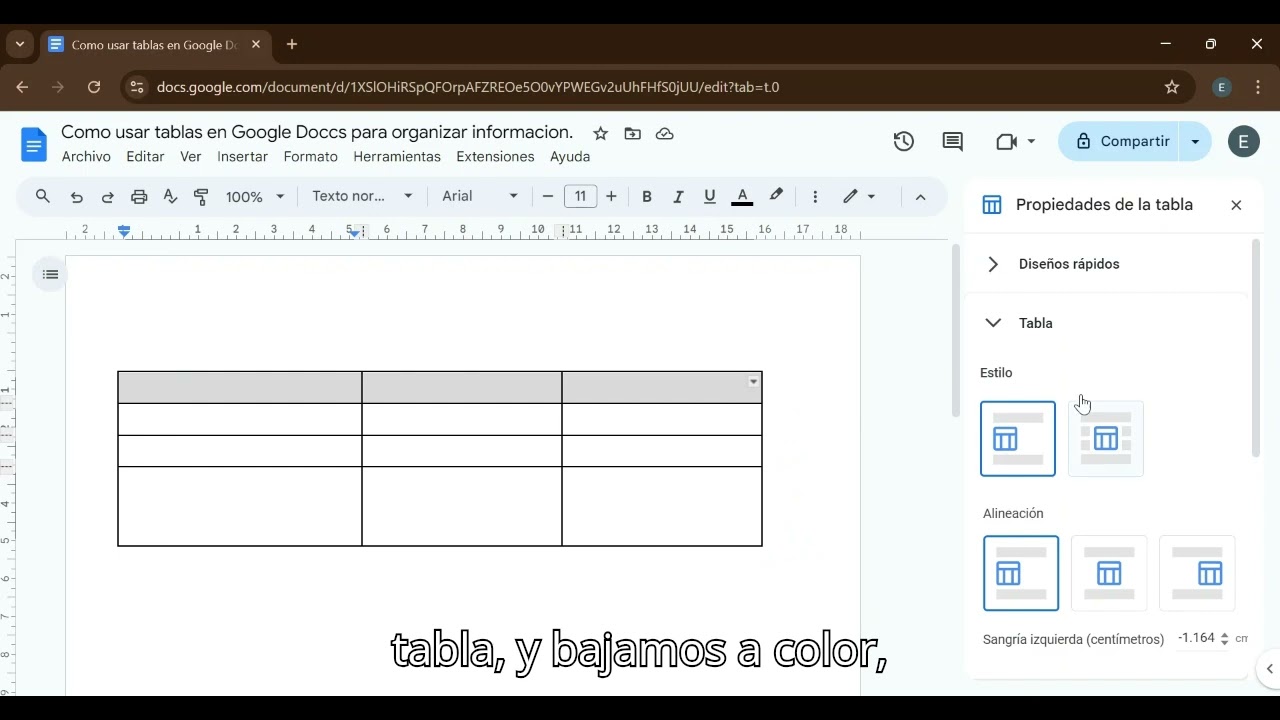 C&oacute;mo usar tablas en Google Docs para organizar informaci&oacute;n
