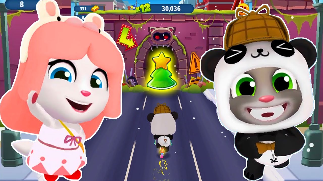Последнее обновление Talking Tom Gold Run: Праздничное веселье ┃ Панда-байкер Том против Красавиц...