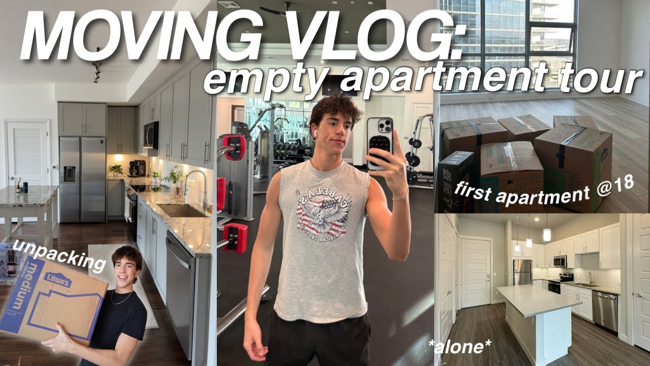 MOVE IN VLOG: Empty Apartment Tour, First Day Alone, Unpacking & Cleaning