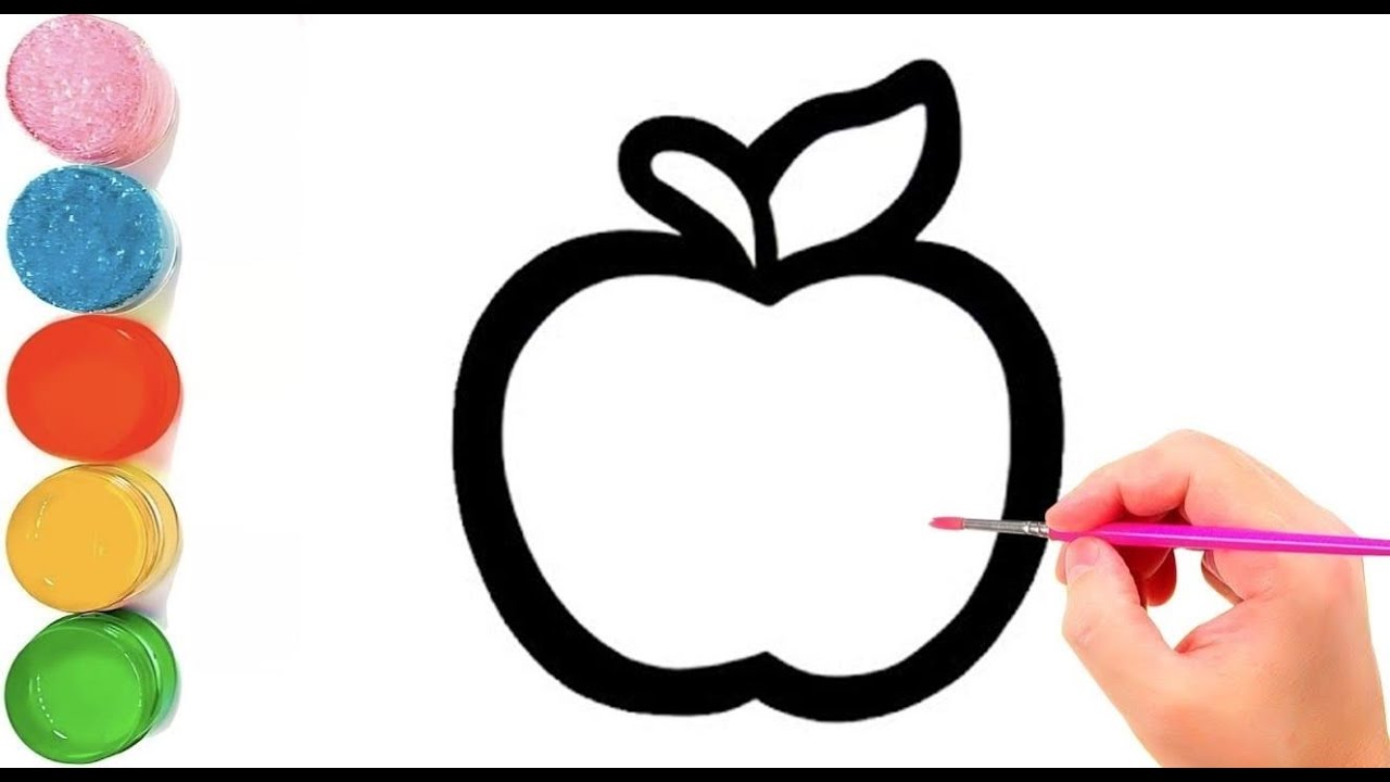 How To Draw a Cute Apple Drawing | 3D Apple Drawing For Kids | Simple & Easy Apple Drawing