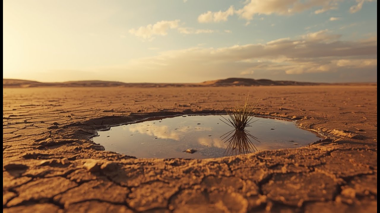 Rain on Desert Ground Puddle – 4  Hours – TV Background