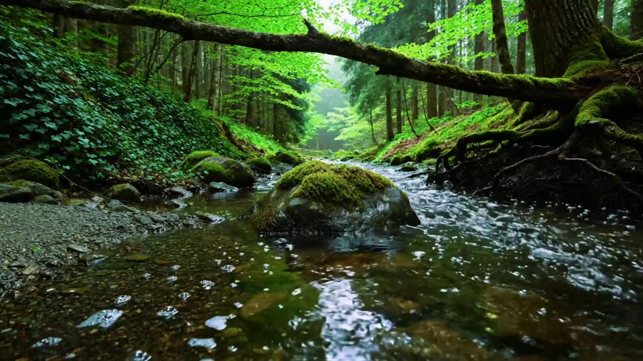 Calming Forest Ambience 🌿 River Flowing Birds Chirping in Hidden Forest Ambience for Rest Medicine