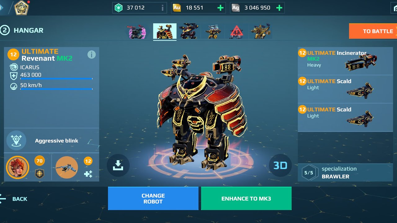Revenant Full Ultimate Flamethrower | Incinerator | War Robots Gameplay 