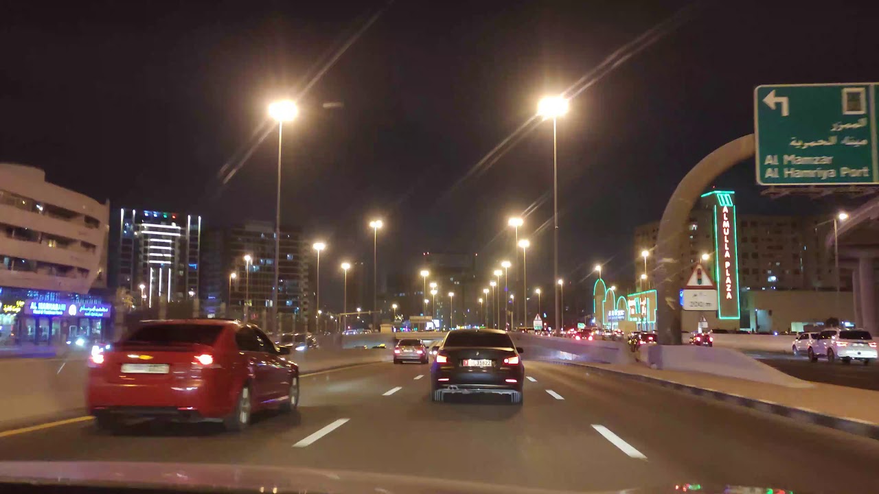 Deira Dubai to Sharjah Driving--Night Drive