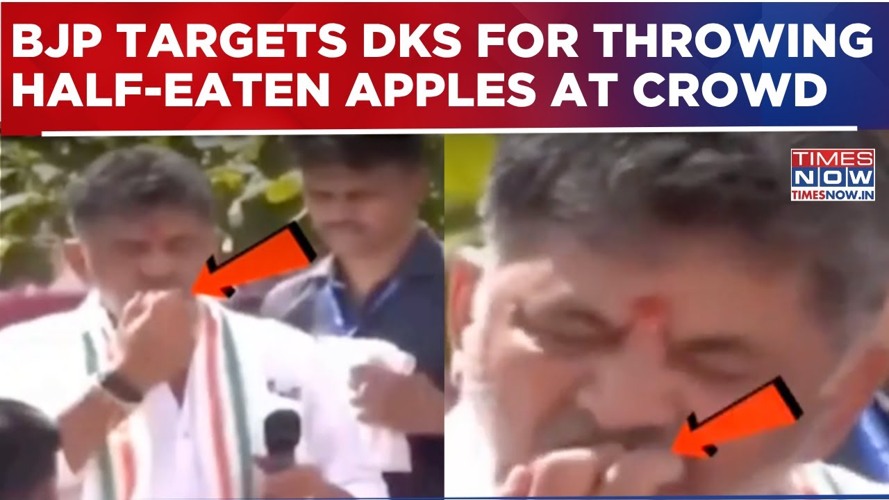 DK Shivakumar Bites Apples, Throws Them In Crowd; BJP Links Incident To Congress Infighting| WATCH