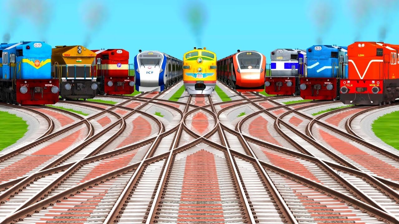 Nine🚅Bharat Rail Crossing At Curved Branched Railroad Tracks | railway crossing | train simulator 