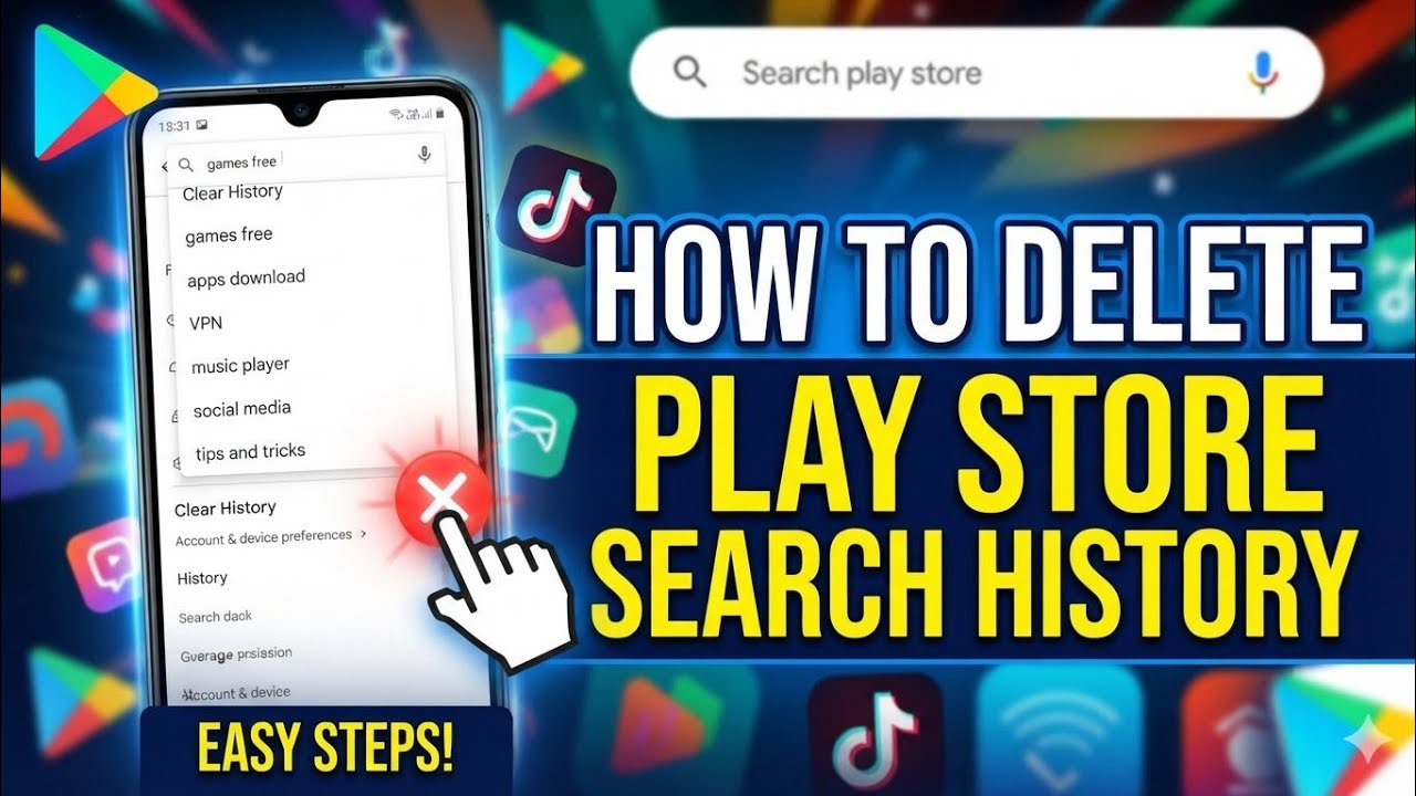 How to delete play store search history