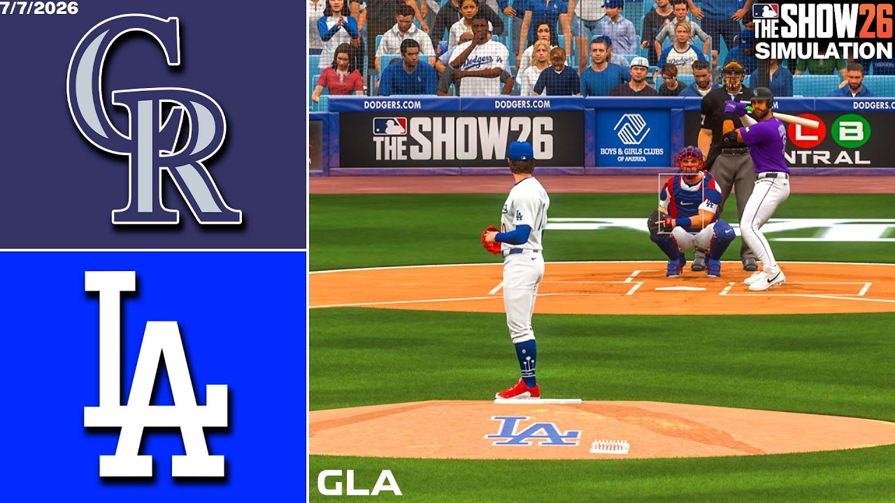 Dodgers vs. Rockies Simulation | 7/7/26 | MLB The Show 26 PS5 Gameplay