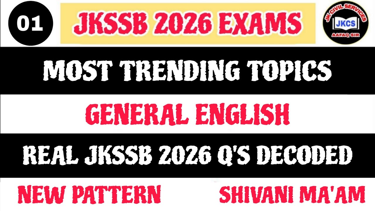  ENGLISH (SET 01) Q's ASKED BY JKSSB IN 2026 EXAMS - FAA AHTO NT JKPSI JKP CONSTABLE J AND K EXAMS