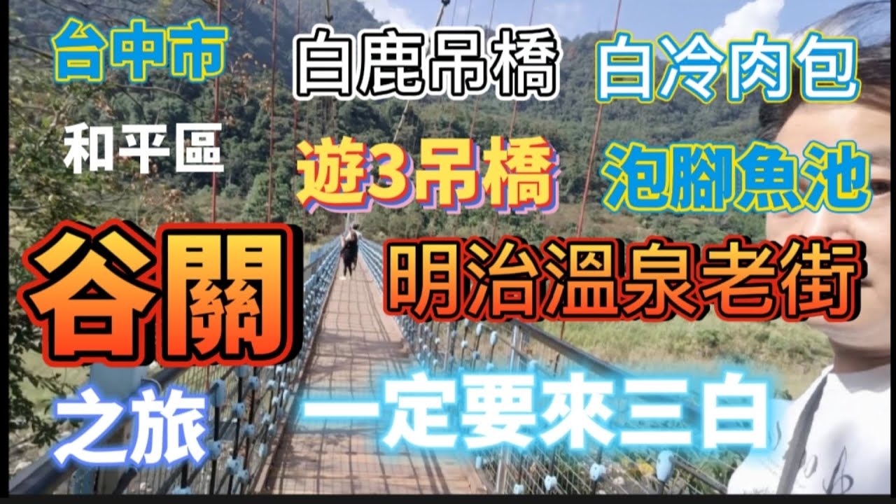 台中「谷關」之旅必去三白 遊走三個吊橋 明治溫泉老街 泡腳魚池 谷關值得網友來走一趟😄 #台中旅遊景點 #白鹿吊橋 #白冷包子 #明治溫泉老街 #吳霖趴趴走 #谷關吊橋 #捎來吊橋 #台中吊橋 #谷關