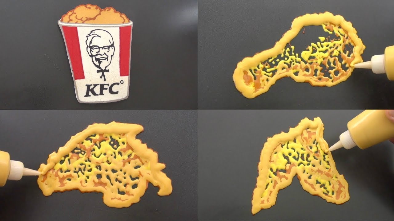 Create KFC Bucket Chicken Pieces Pancake Art - Drumstick, Breast, Wing, Thigh