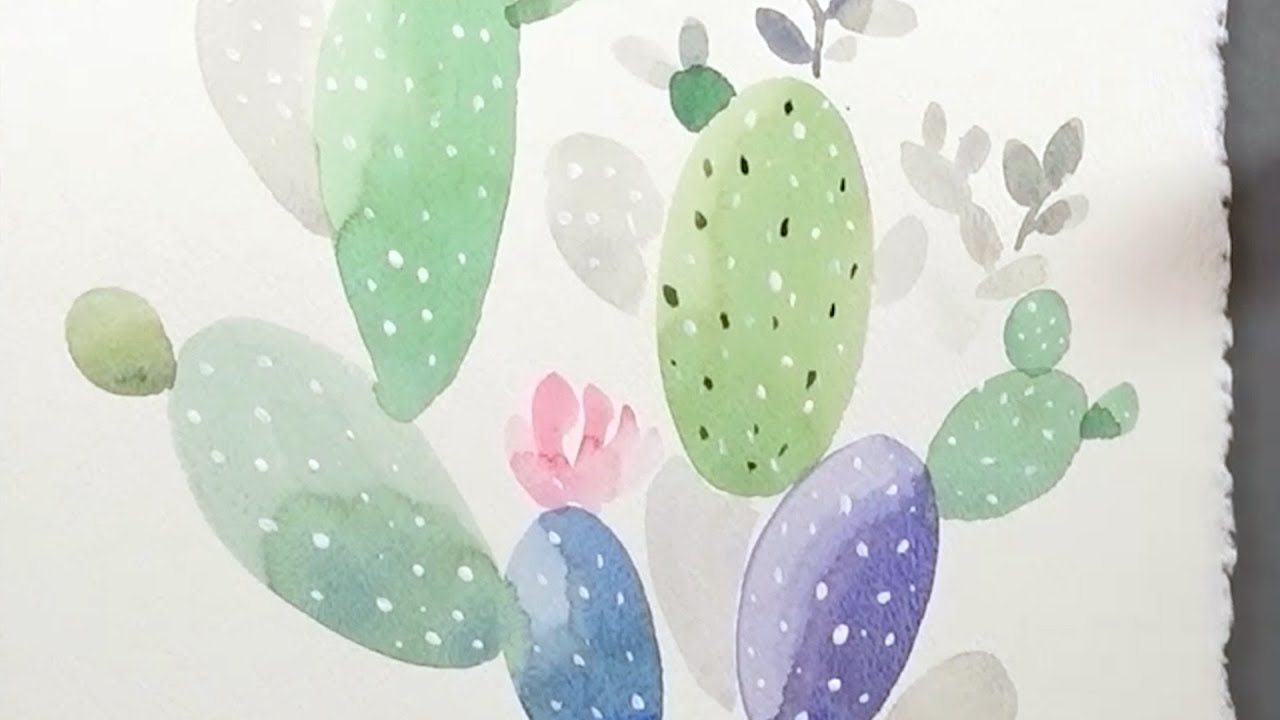 [LVL3] Cactus Painting Watercolor Illustration
