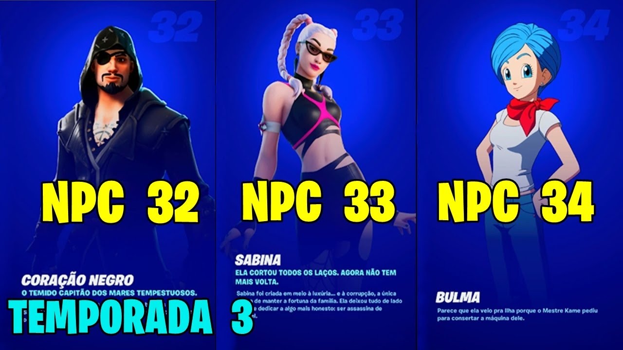 LOCALIZAÇÃO DOS NPCS 32, 33 e 34! - FORTNITE TEMPORADA 3
