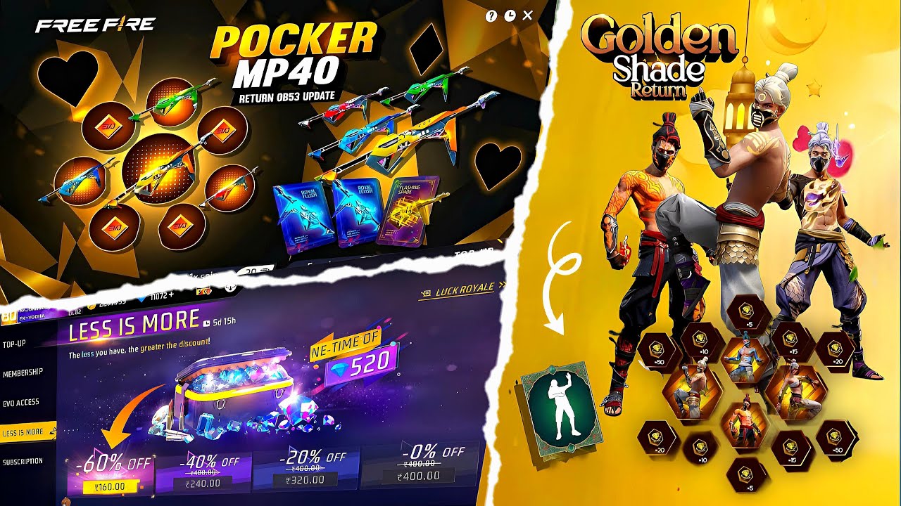 golden shade bundle Return 💥😮 | Poker Mp40 Return Event | free fire new event | ff new event