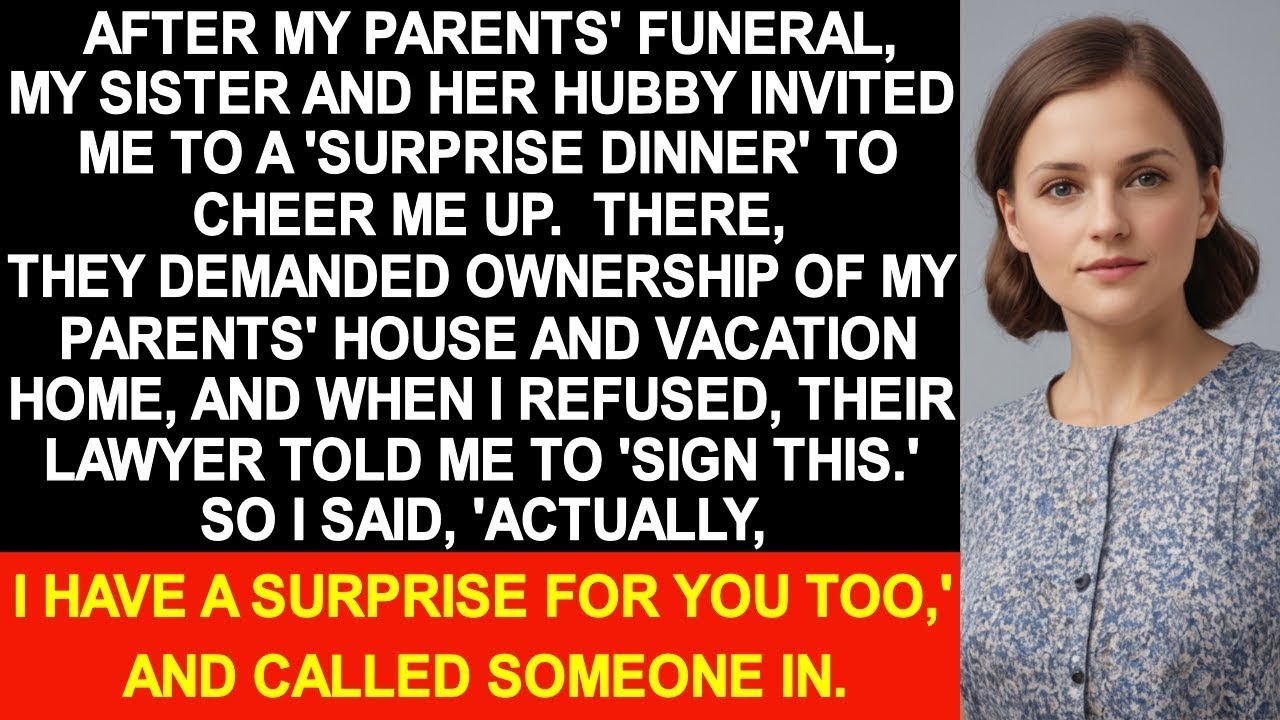 When I went to the dinner I was invited to, my sister demanded ownership of the vacation home. But…