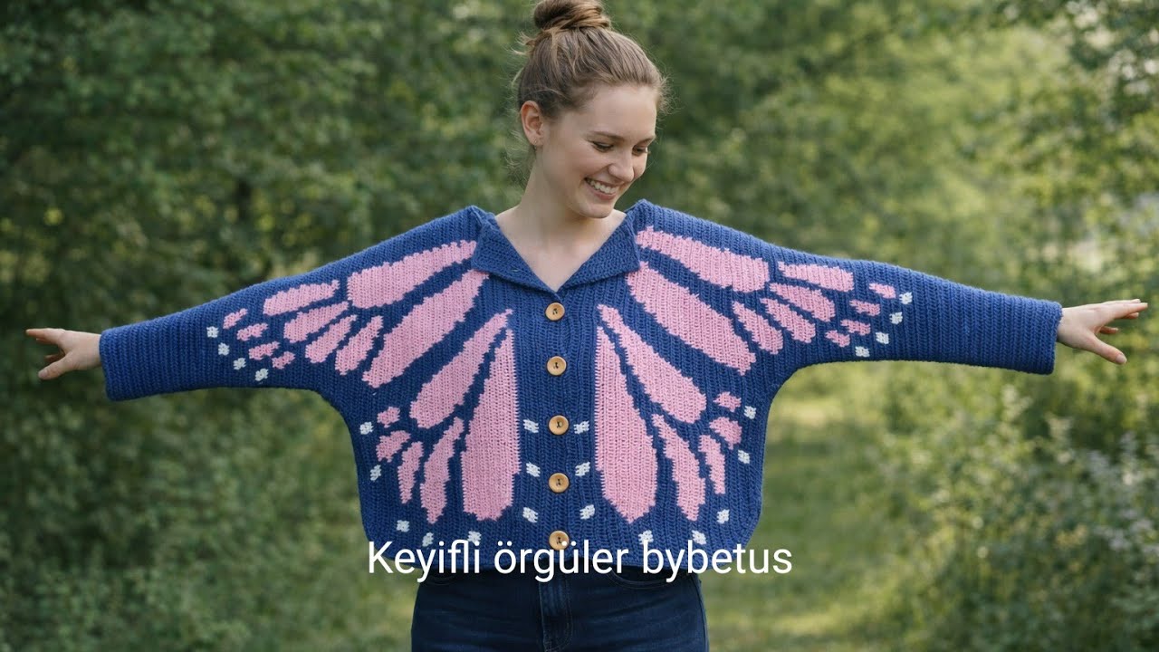 🦋  Kelebek Hırka Yapımı/Butterfly Cardigan Tutorial/Ön Sol/Part-1 