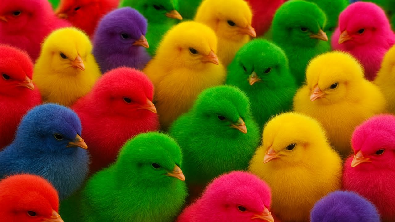 Catching Color Chickens, cute chickens, colorful chickens, cute ducks, cute rabbits, cute animals