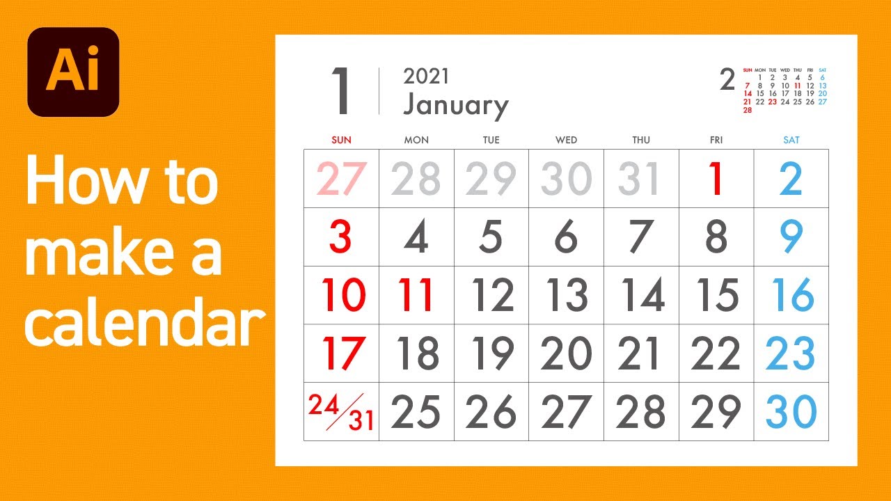 【Illustrator Tutorial】How to make a Calendar（カレンダーの作り方） ｜Adobe Illustrator CC 2020