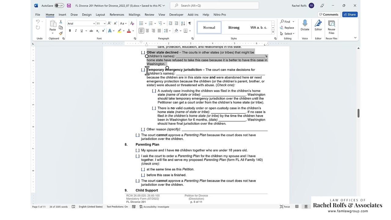 How to Complete Petition for Divorce Form in Washington State