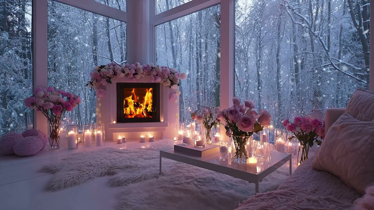 🔥🎼 Calm Winter Piano Lounge | Snow Outside & Fire Inside | Study Work Focus Relax