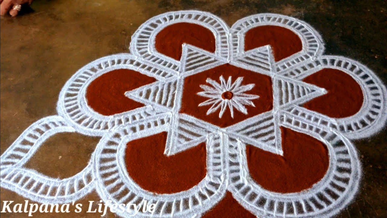 Margazhi Matham special simple method Unique flowers kollam Easy Rangoli Pandaga Muggulu/