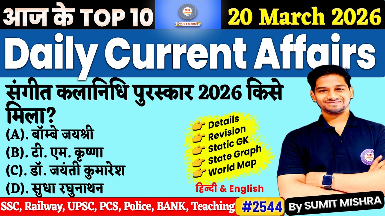 20 March Current Affairs 2026 | Daily Current Affairs | MJT Current Affairs Today | MJT Education