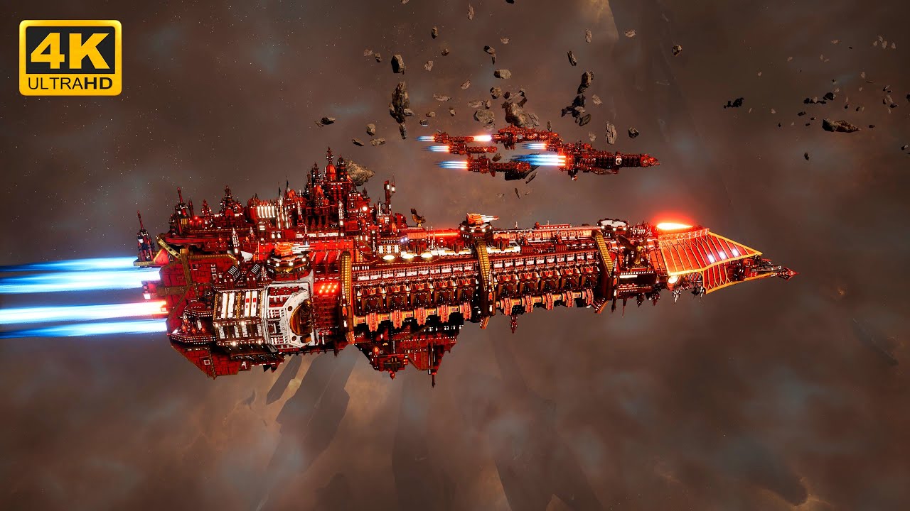 Blood Angels vs Orks - Skalgrim Mod - 4K Quality - Battlefleet Gothic Armada 2