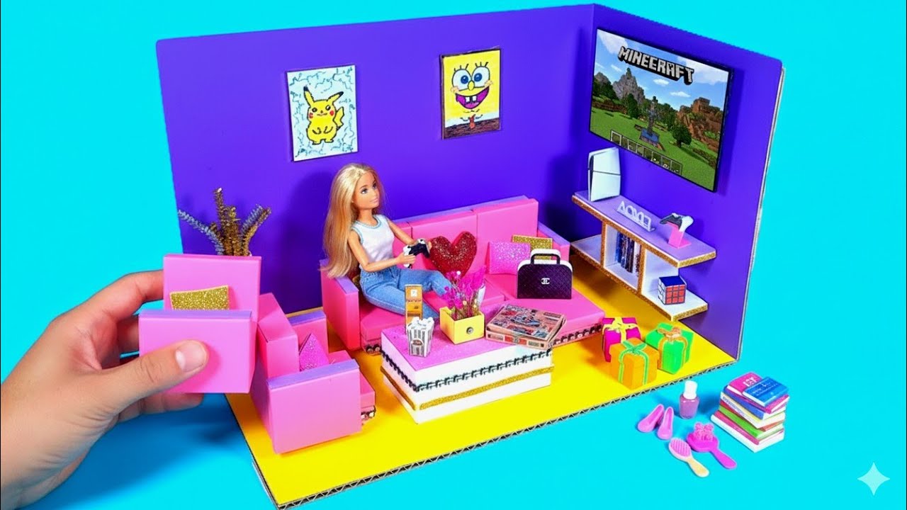 Diy barbie house | tiny furniture making with cardboard