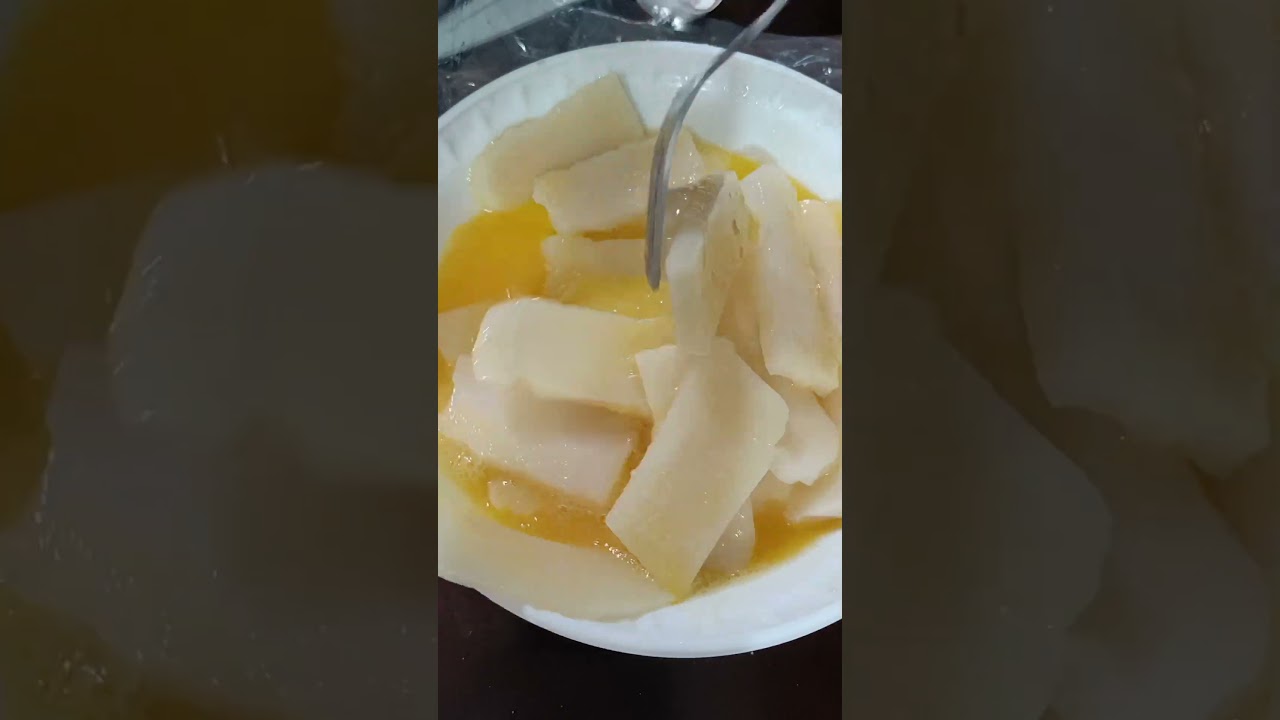 We cooked tikoy with egg for merienda #ricecake