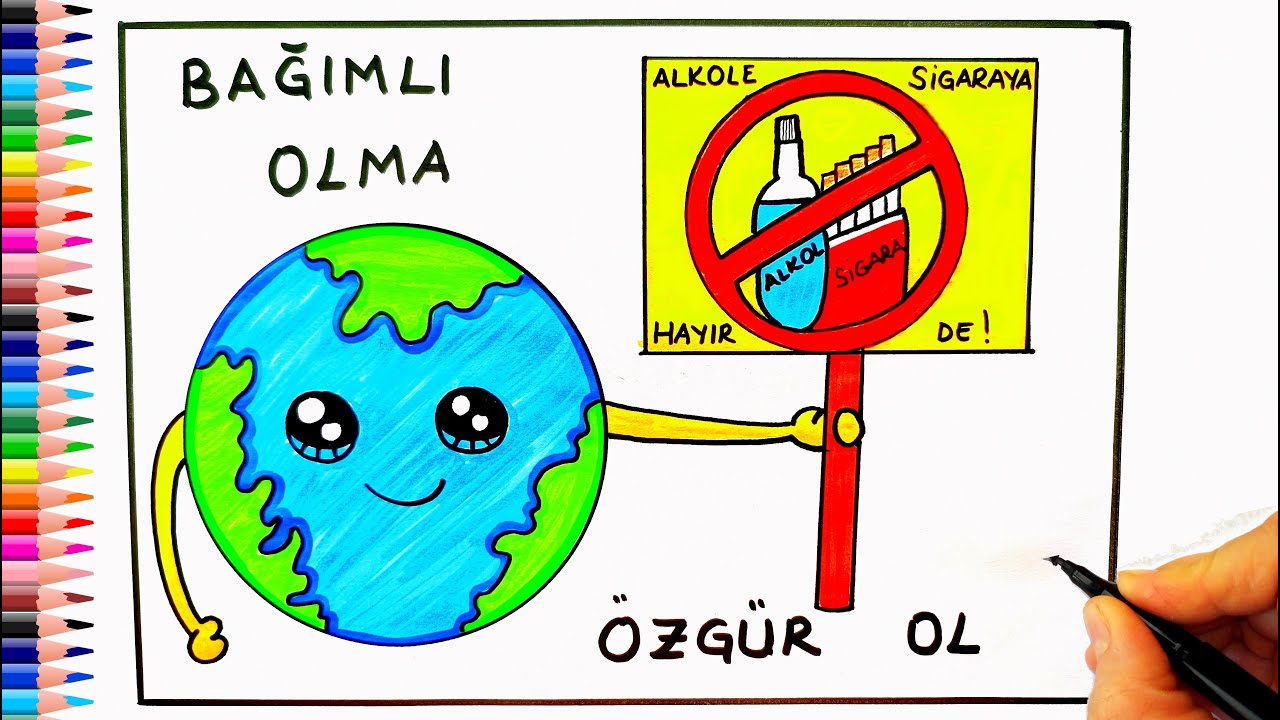 Yeşilay Haftası Resmi Çizimi 🚭 Yeşilay Haftası Resimleri - Sigaraya Hayır Resmi - No Smoking Drawing