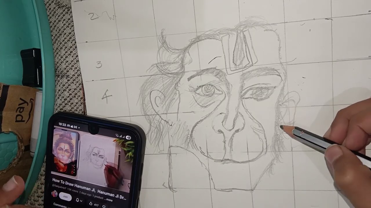 How to draw hanuman ji in very easy step #jaishreeram #jaibajrangbali  🙏🏻🙏🏻