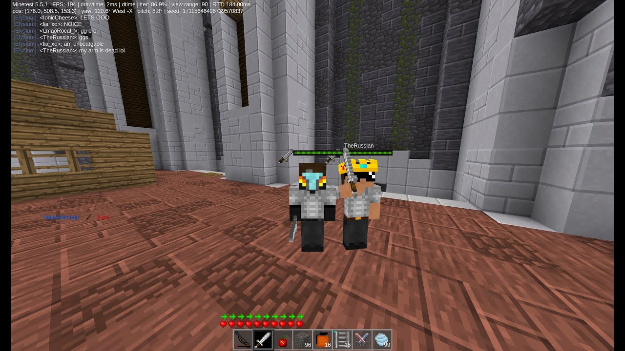 Minetest JMA CTF Elysium - 1v1 with TheRussian