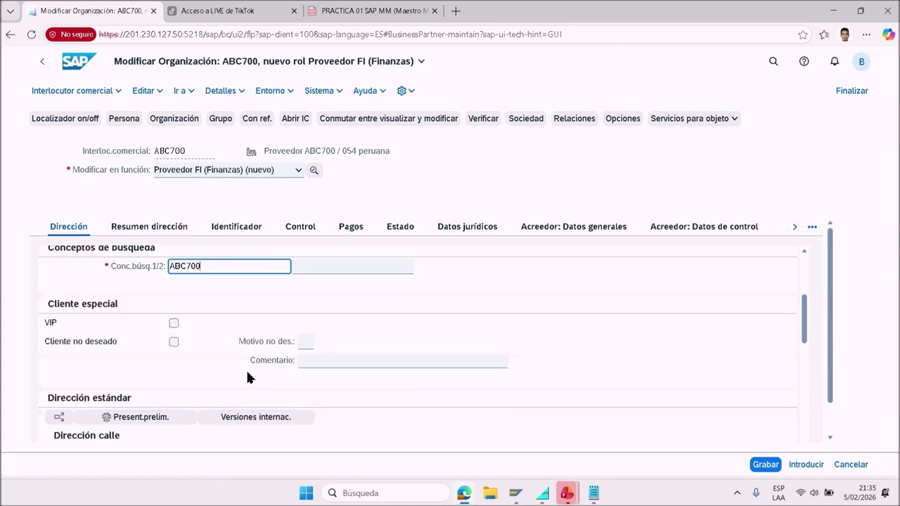 SAP MM Creacion de BP Enero2026