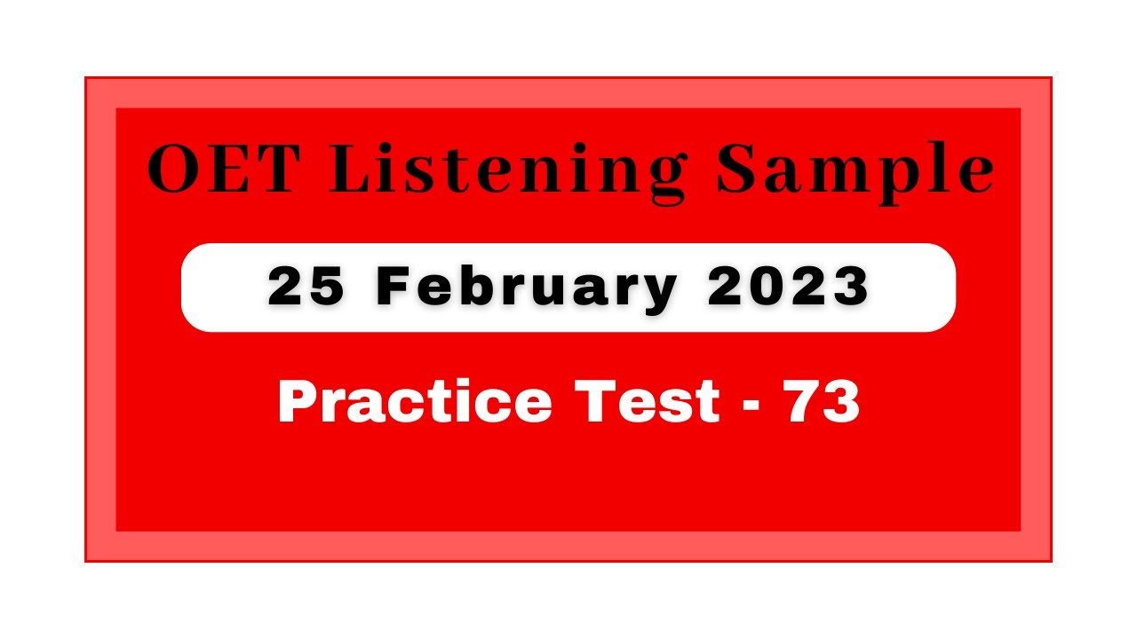 OET LISTENING SAMPLE TEST for Nurses / Doctors | OET 2.0 updated sample Test 73 |#oet #oetlistening