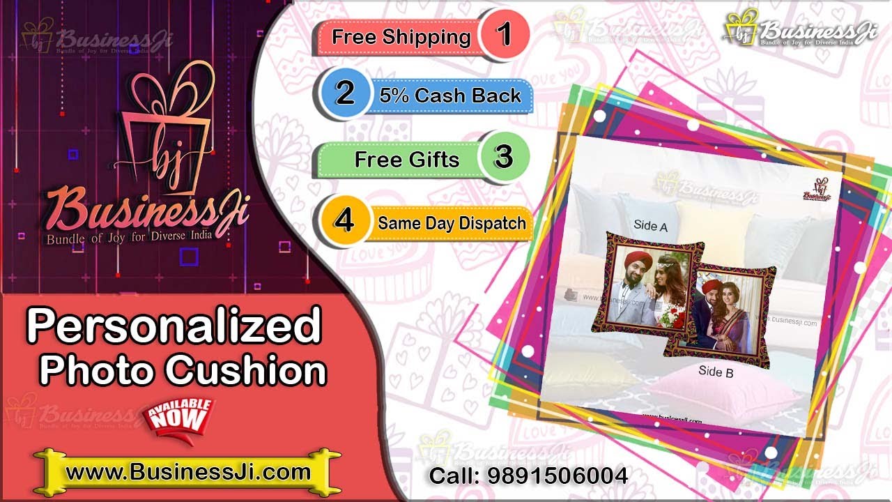 Personalized Full Printed Photo Cushion Online |  Unique Photo Printed Gift Idea | #BusinessJi Gifts