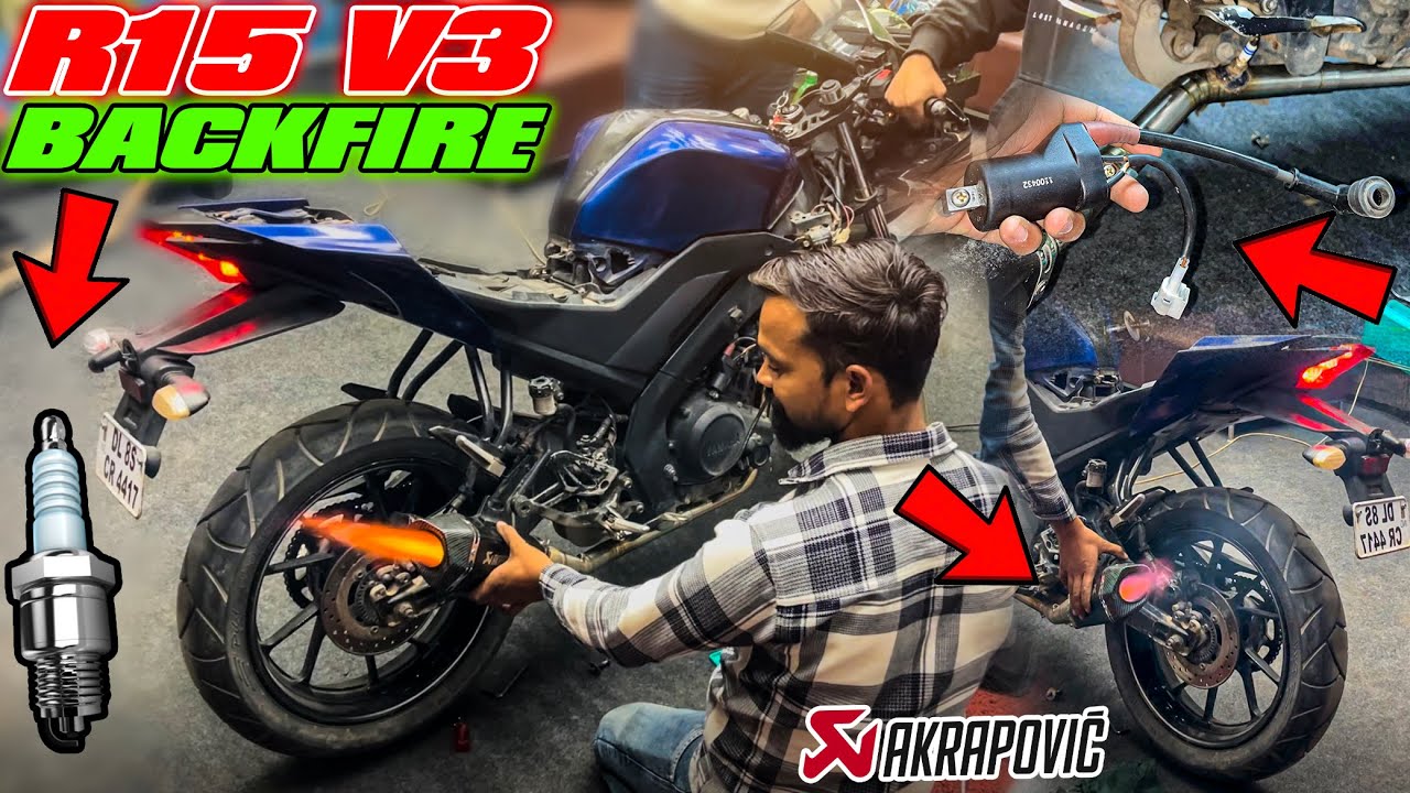 R15 V3 Exhaust Sound 🔥| SPARK PLUG IN EXHAUST ⚡️| R15 V3 Modified 😍| BACKFIRE 🔥🔥